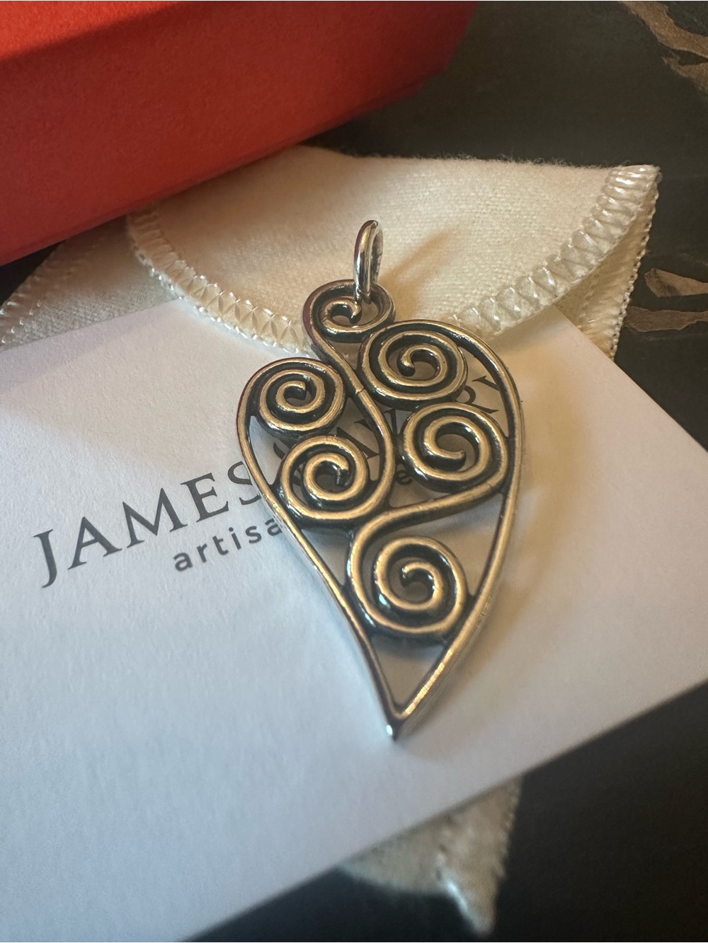James Avery Sterling Silver 925 Retired Athenian Pendant (swirl heart).